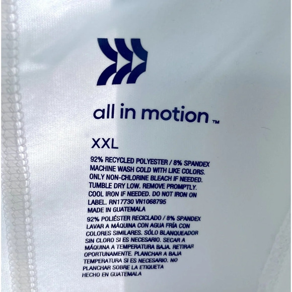 NWT all in motion XXL white tank with crew neck. Moisture wicking quick dry. - Picture 2 of 7